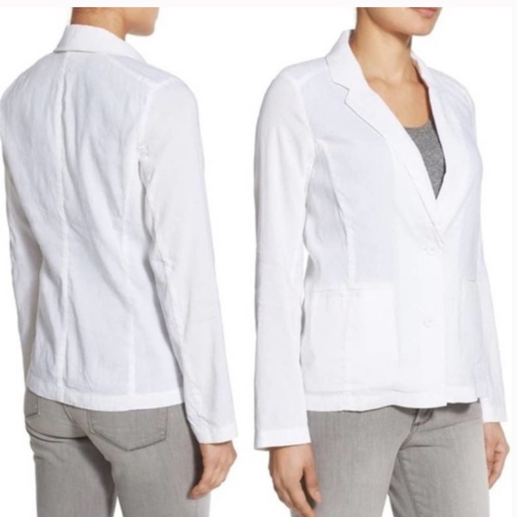Eileen Fisher Irish Linen Notch Collar Jacket Size M
